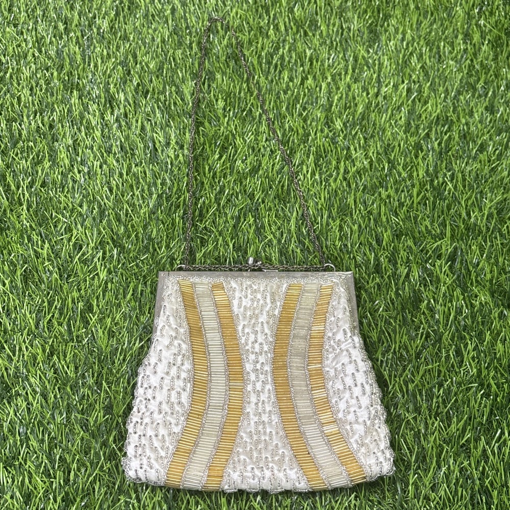 Vintage Art Deco Beaded Flapper Bag Purse Ornate Macau Evening Handbag
